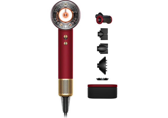 Фен Dyson Supersonic Nural HD16 Straight+Wavy (Red Velvet/Gold), Комплектация: С кейсом, Диффузор: Есть , Вариант комплекта: Straight+Wavy, Цвет: Red Velvet/Gold, Тип вилки: AU