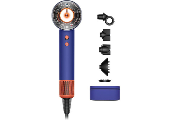 Фен Dyson Supersonic Nural HD16 Straight+Wavy (Vinca blue/Topaz), Комплектация: С кейсом, Диффузор: Есть , Вариант комплекта: Straight+Wavy, Цвет: Vinca Blue/Topaz, Тип вилки: AU