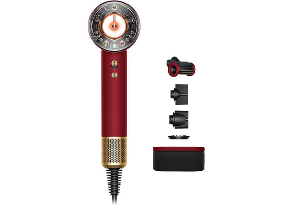 Фен Dyson Supersonic Nural HD16 Straight+Wavy (Red Velvet/Gold), Комплектация: С кейсом, Диффузор: Нет, Вариант комплекта: Straight+Wavy, Цвет: Red Velvet/Gold, Тип вилки: AU