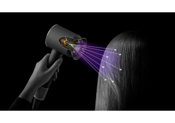 Фен Dyson Supersonic Nural HD16 Straight+Wavy (Ceramic apricot/Topaz), Комплектация: С кейсом, Диффузор: Есть , Вариант комплекта: Straight+Wavy, Цвет: Ceramic apricot/Topaz, Тип вилки: EU, изображение 4